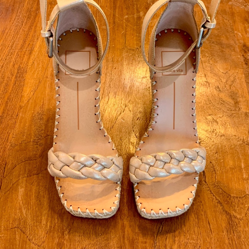 Dolce Vita Nilton Rose Gold Braided Espadrille Wedge Sandals